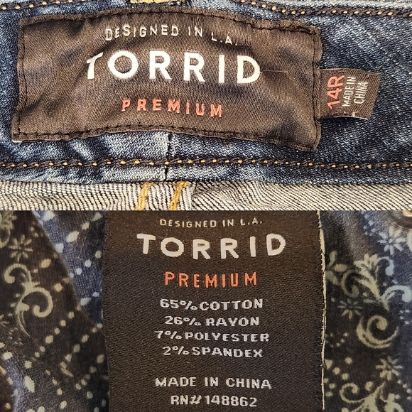 Torrid Slim Boot Cut Jean Premium Stretch Distressed Medium Wash 14 Regular - Picture 10 of 11